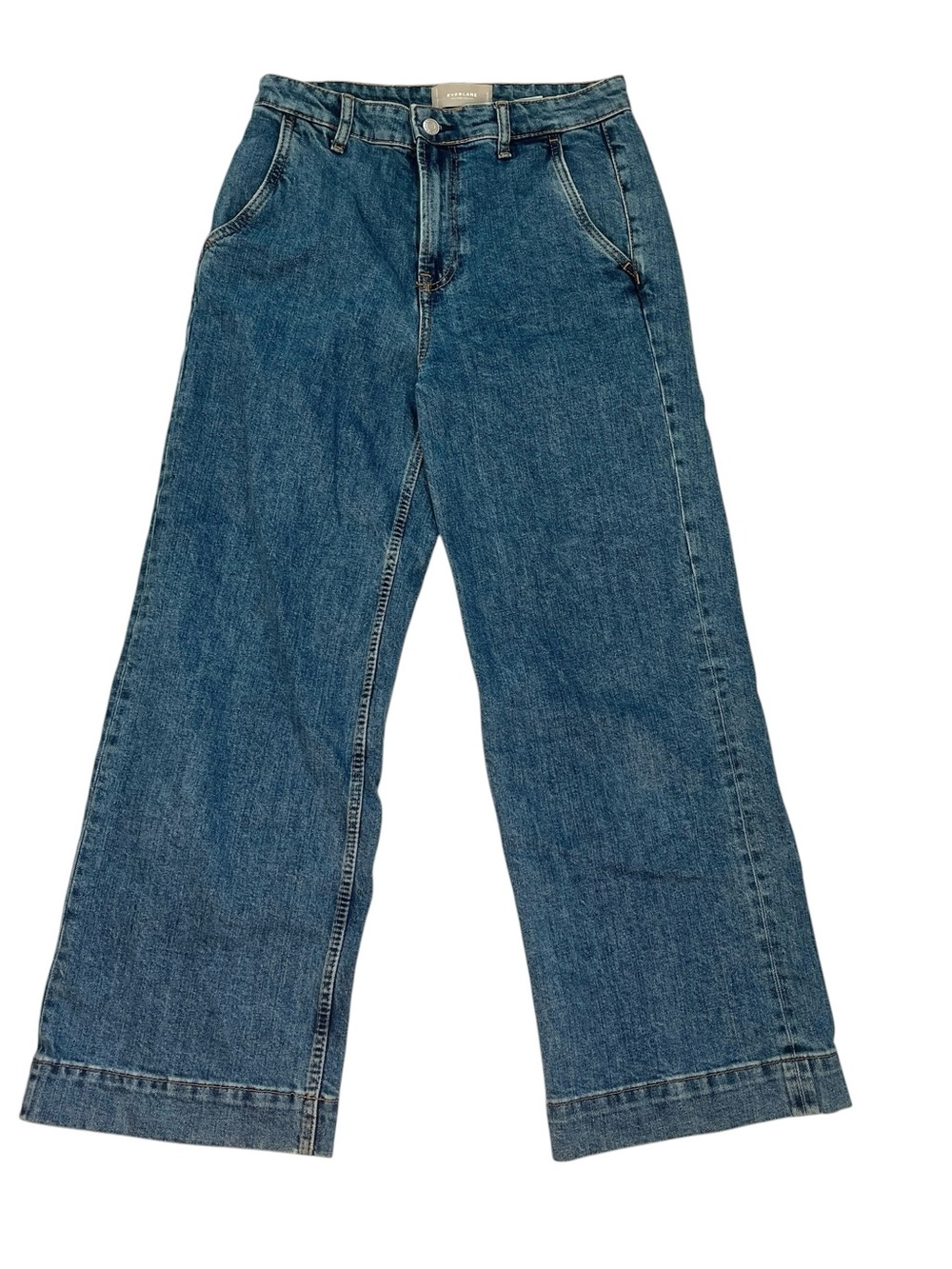 Everlane The Wide Leg Jean 29 Cropped High Rise Stretch Denim Minimalist